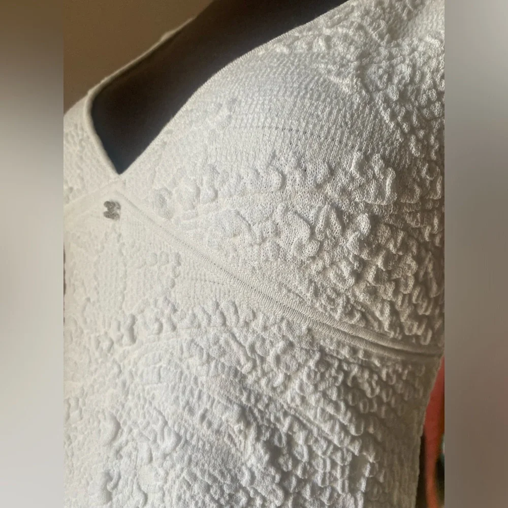 Vintage CHANEL 2006 Cruise White Jacquard Knit Midi Dress
